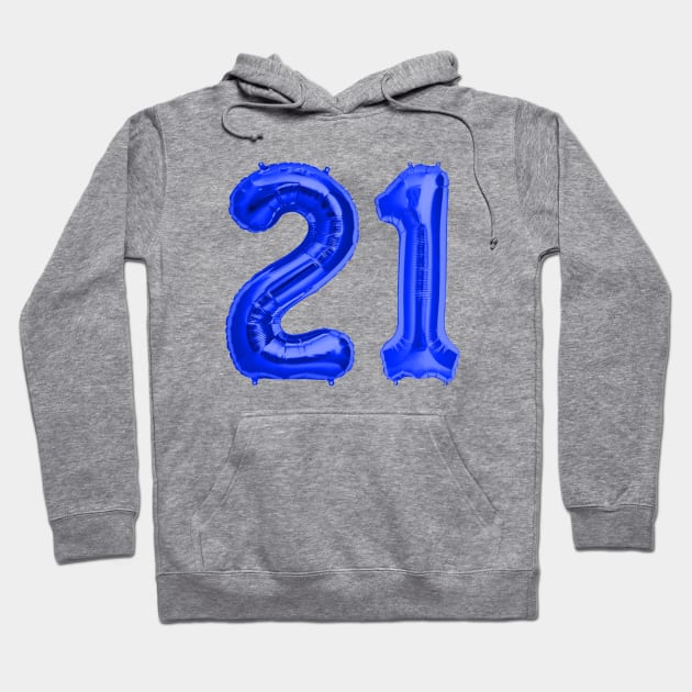 Bright Blue 21st Birthday Metallic Helium Balloons Numbers Hoodie by podartist